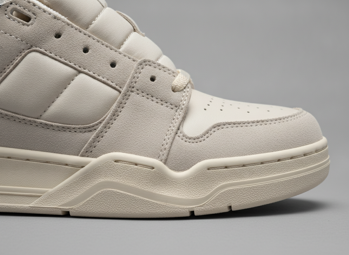 Gros plan sur la langue rembourrée et la semelle épaisse d'une Nike SB Dunk Low