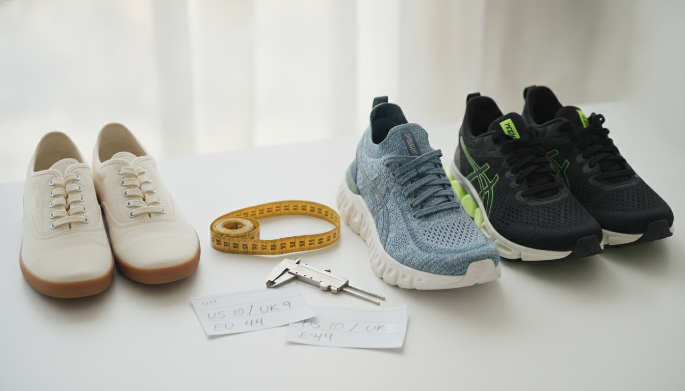 Tailles Asics : le tableau complet EU/US/UK 2026