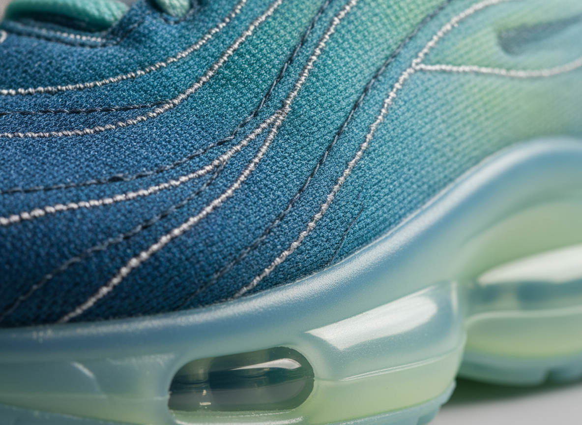 Détail de la tige en mesh stratifié et de l'unité Air visible d'une sneaker Air Max lifestyle