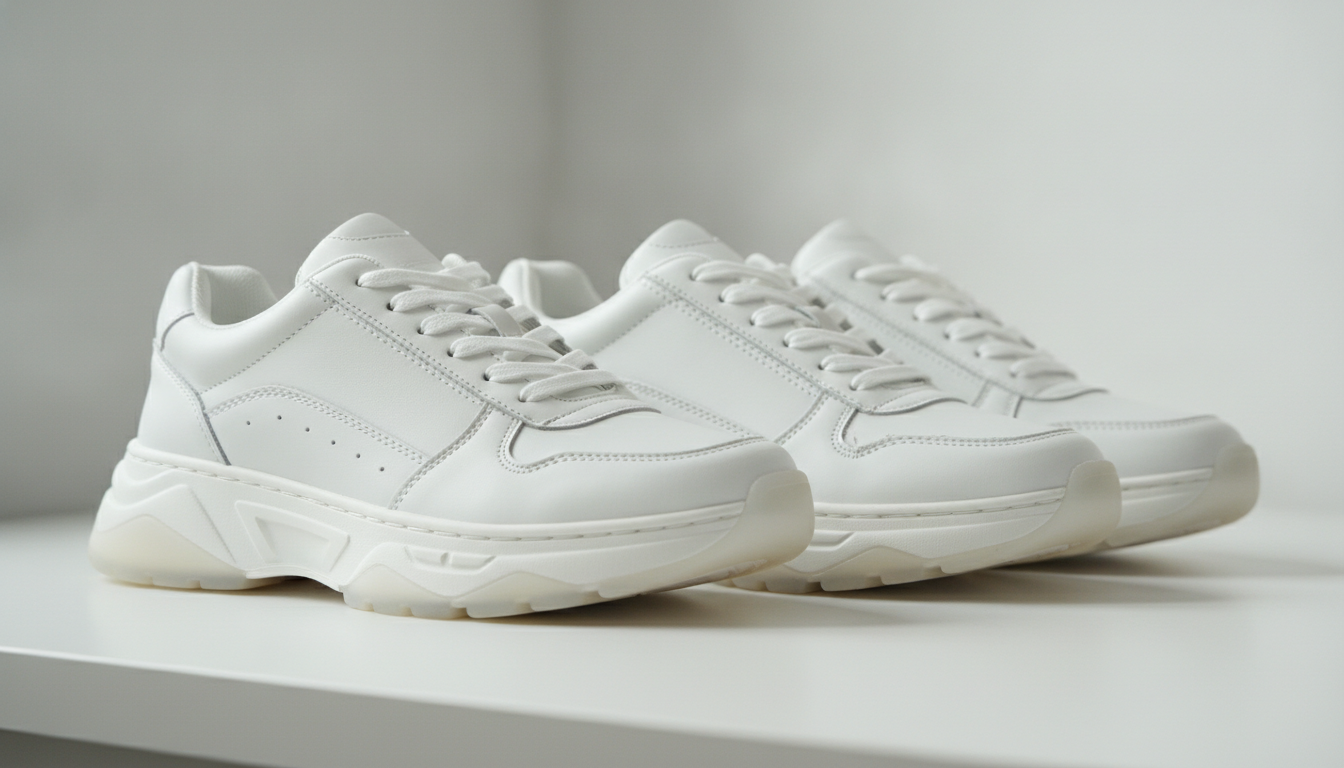Comparaison entre une sneaker New Balance 574 authentique et une contrefaçon, détails de coutures et semelle