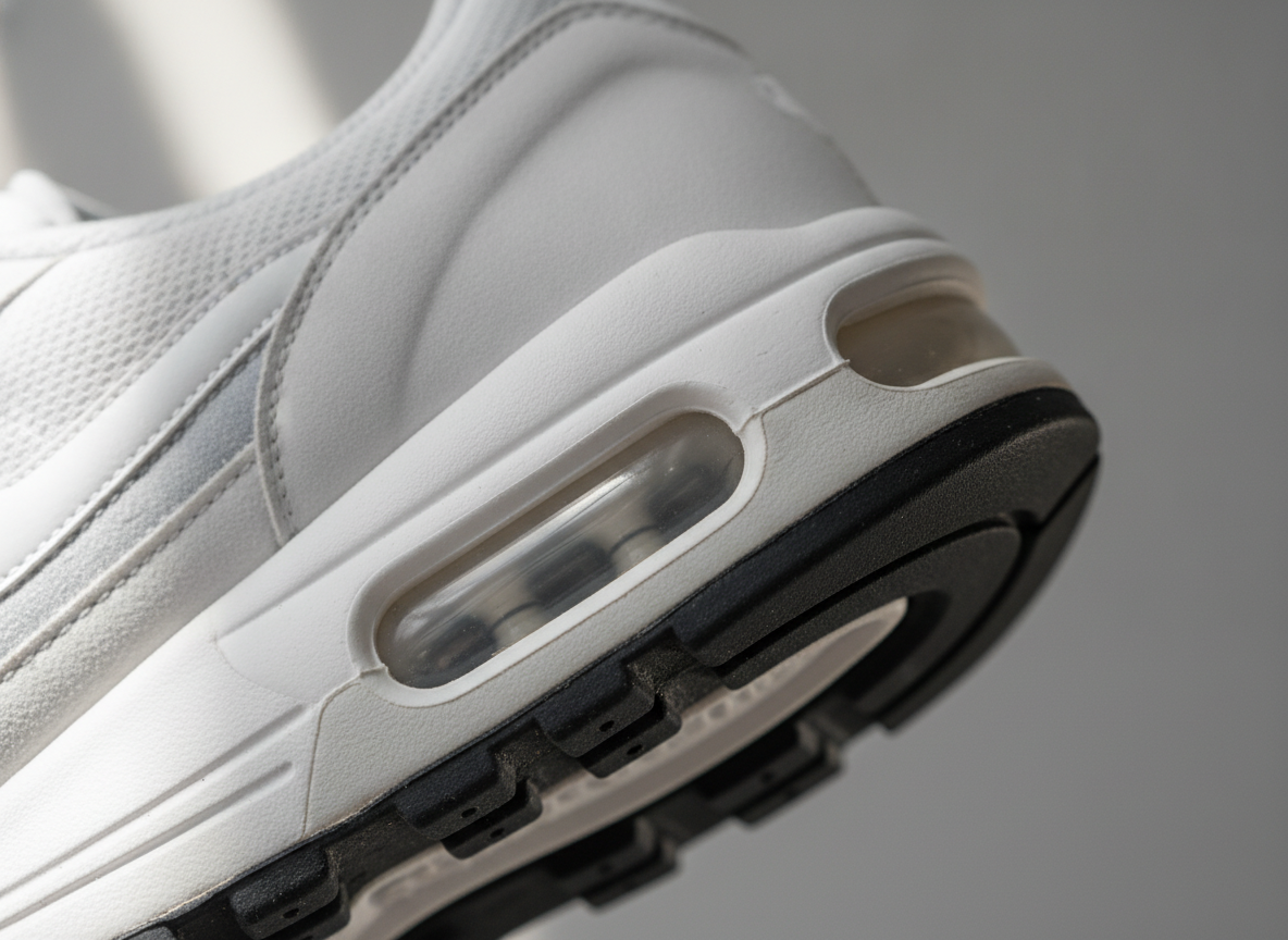 Détail de la semelle visible air bubble d'une sneaker running iconique années 90