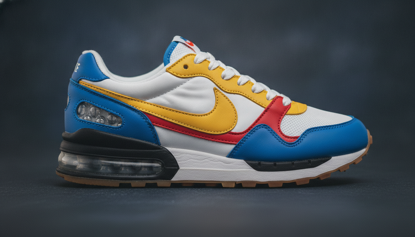 Détail bulle Air et semelle waffle d'une sneaker rétro running pour vérifier l'authenticité