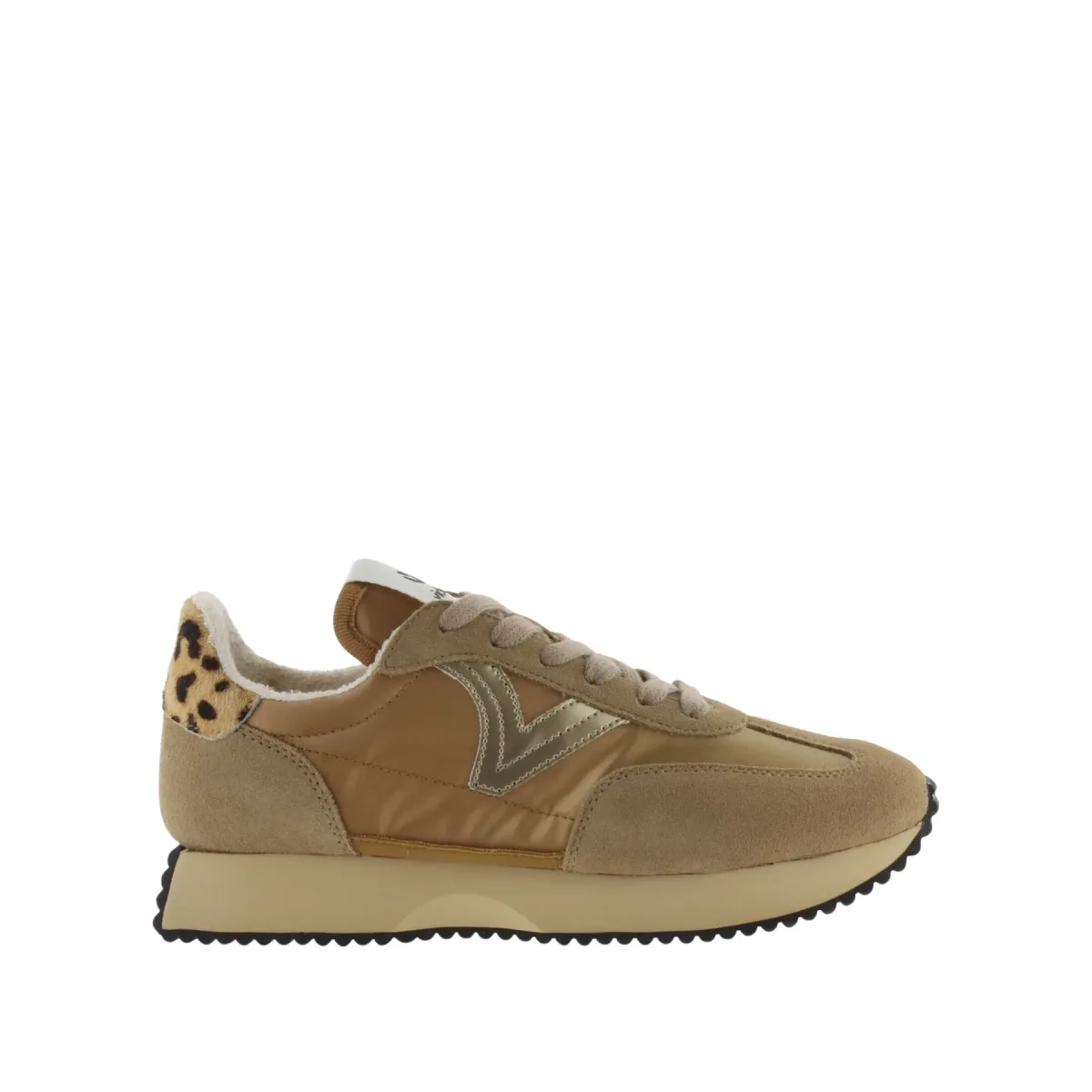 Victoria Baskets en nylon métallisé et cuir fendu femme Victoria Cosmos