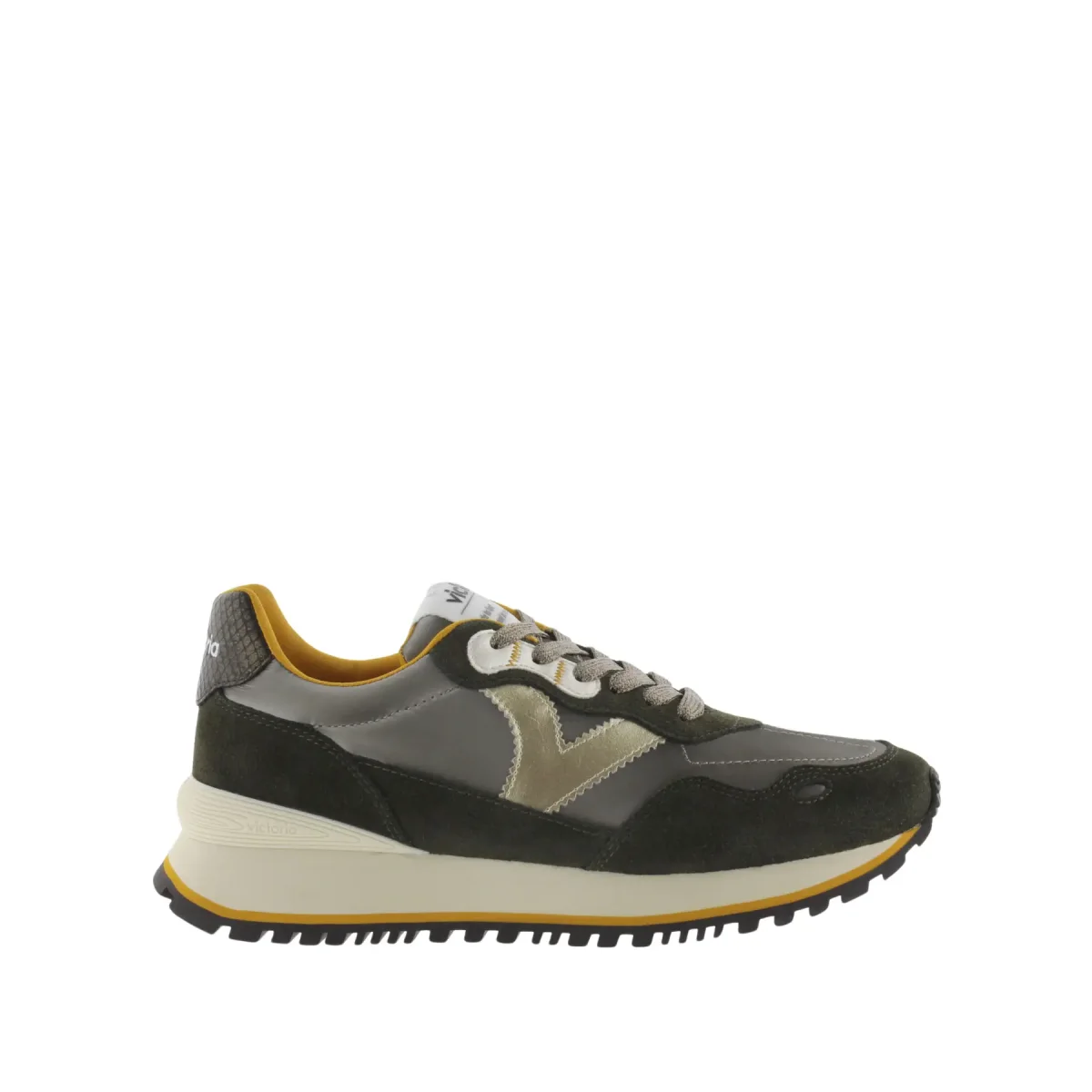 Victoria Baskets en nylon métallisé et cuir fendu femme Victoria Viento